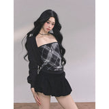 Eaton Noir Plaid Knit Two-Piece Set