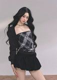 Eaton Noir Plaid Knit Two-Piece Set