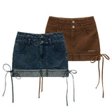 ダブルウエストデニムミニ