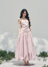 AOMALM seaside slip dress women, French romantic long slip dress, feminine vacation maxi dress, Korean elegant spring long dress, quiet luxury romantic outfit, Parisian inspired slip gown, waist defining long dress women, romantic Korean French aesthetic clothing, lightweight spring maxi dress, refined feminine seaside dress, soft luxury womenswear gown, elegant pastel long dress, luxury Korean designer inspired vacation dress, flowy spring slip dress women