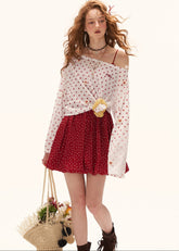 polka dot blouse women, sheer blouse women, summer shirt women, korean fashion top, casual summer outfit, lightweight blouse women, vintage style blouse, aesthetic outfit women, loose fit shirt women, layering blouse women, breathable summer top, trendy summer blouse, everyday casual shirt, chic summer outfit, fashion forward top, soft aesthetic clothing, long sleeve summer top, playful outfit women, statement blouse women, summer layering piece