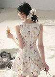 aomalm dress, chamomile floral dress, floral suspender dress, french floral mini dress, korean feminine dress, summer puffy skirt dress, floral lace dress, garden mini dress, feminine summer dress, romantic floral dress, sleeveless mini dress, vacation dress women