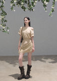 Lyocell-blend mini dress featuring a waist-defining wrap panel