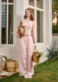 Soft cotton two-piece set with romantic ruffle top