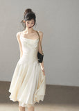 French-inspired satin slip dress in ivory
