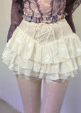 High-waist lace mini skirt in soft white
