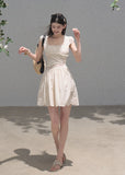 Romantic lyocell dress with hollow lace waist detail