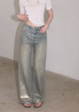 Metallic gradient denim pants in a relaxed fit