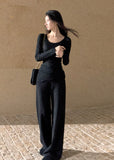 Women's silver fleck straight-leg pants with relaxed silhouette