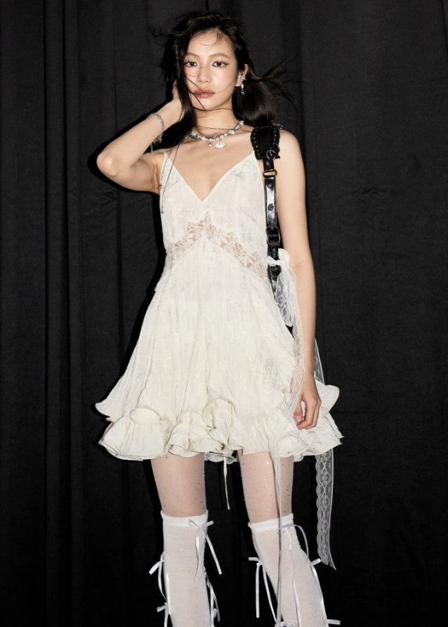 Romantic Hollow Lace Ballet Strap Dress image 3