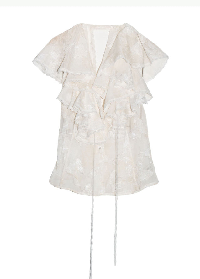 Y2K Sheer Ruffle Backless Cami image 5