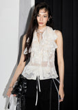 Y2K Sheer Ruffle Backless Cami image 0