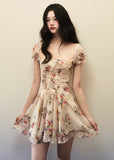 Watercolor Floral Lace Drawstring Mini Dress image 4