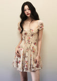 Watercolor Floral Lace Drawstring Mini Dress image 5