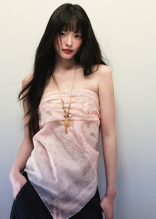 Soft Pink Cashew Flower Printed Square Scarf image 2