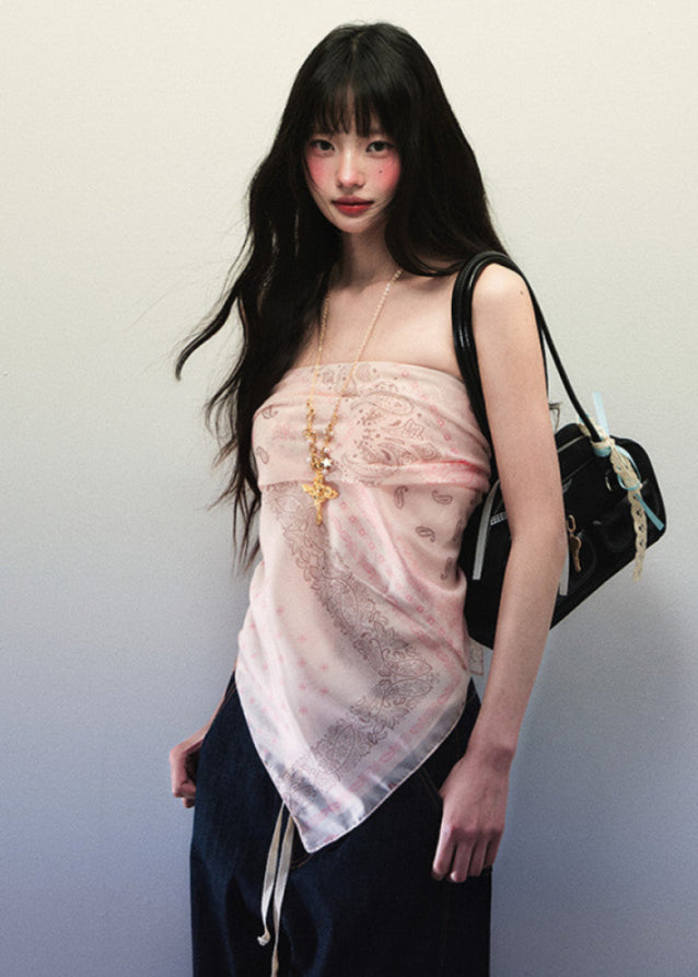 Soft Pink Cashew Flower Printed Square Scarf image 6