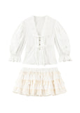 French V Neck Shirt Cake Skirt Set image 5