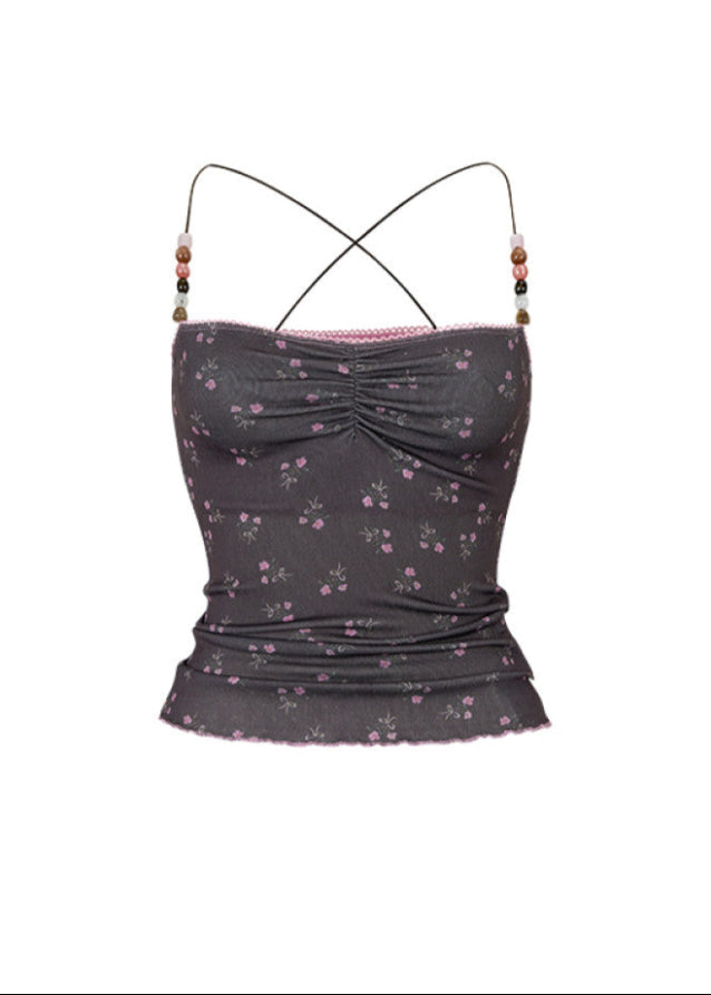 Beaded Floral Strap Camisole Top image 7