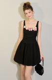 Black Floral Tulle Suspender Dress