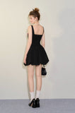 Black Floral Tulle Suspender Dress