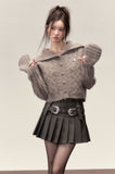 Alpaca wool knitted sweater high collar top jacket