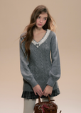 Retro College Waist Knit Sweater
