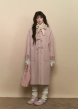 Retro Bear Bow Wool Horn Button Coat