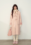 Retro Bear Bow Wool Horn Button Coat