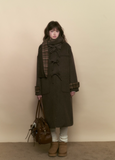 Retro Bear Bow Wool Horn Button Coat