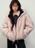 Reversible Black & Pink Faux Fur Parka