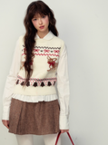 Retro Fawn Fair Isle College Style Christmas Knitted Vest Underwear