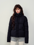Black girly fungus lace short bread coat warm down jacket