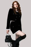 Black Velvet French Two-Piece Skirt Set