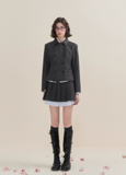 Academic Chic Gray Suit Jacket and Skirt Two-Piece