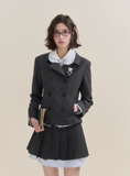 Academic Chic Gray Suit Jacket and Skirt Two-Piece