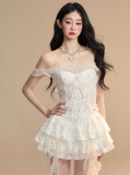 프렌치 레이스 케이크 드레스 
