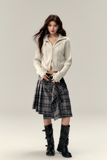 不規則なチェック柄スカートレディース春