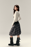 不規則なチェック柄スカートレディース春