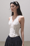 Pleated Cotton Sleeveless Top