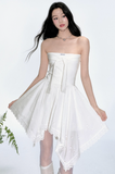 White Feather Strapless Dress