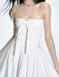 White Feather Strapless Dress