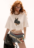 Loose Fit Distressed Rabbit T-Shirt