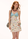 Graffiti Layered Strap High end Design Dress