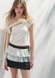 オフショルダー イレギュラー ショートスリーブ トップ Tシャツ