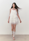 Halter loose layered little white dress