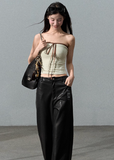 Old Money Retro PU Leather Pants