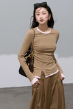 Contrast-Waist Knit Top