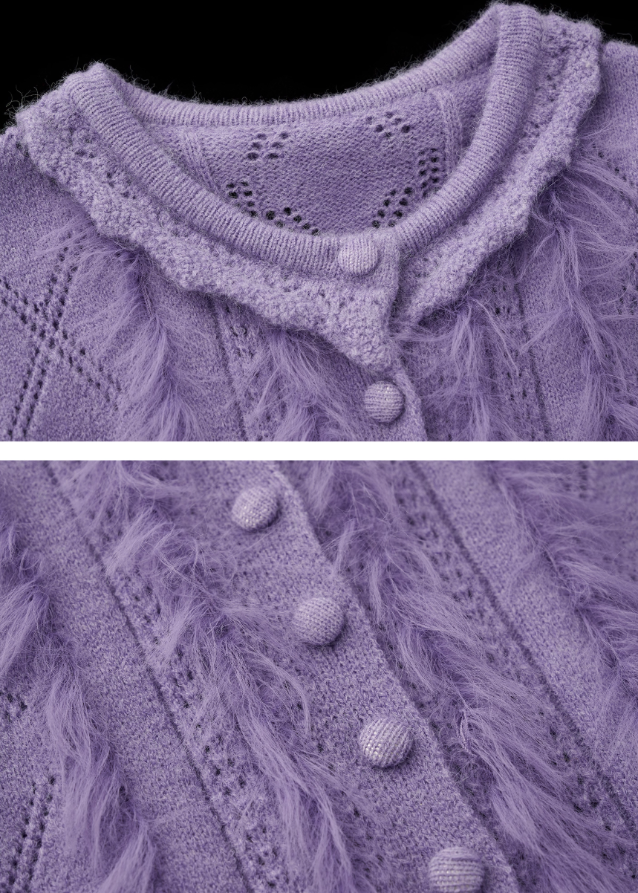 ruffle neck knit cardigan, hollow knit sweater women, fall 2025 knit cardigan, gentle feminine knitwear, korean soft street fashion, long sleeve ruffle sweater, romantic fall cardigan women, casual elegant knit jacket, nowa tokyo feminine knit top
