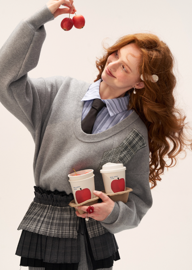 u neck sweater dress, gray knit dress women, tape trim knit dress, preppy style fall dress 2025, high end sweater dress, korean preppy fashion women, slim knit autumn dress, quiet luxury knit outfit, nowa tokyo elegant street style
