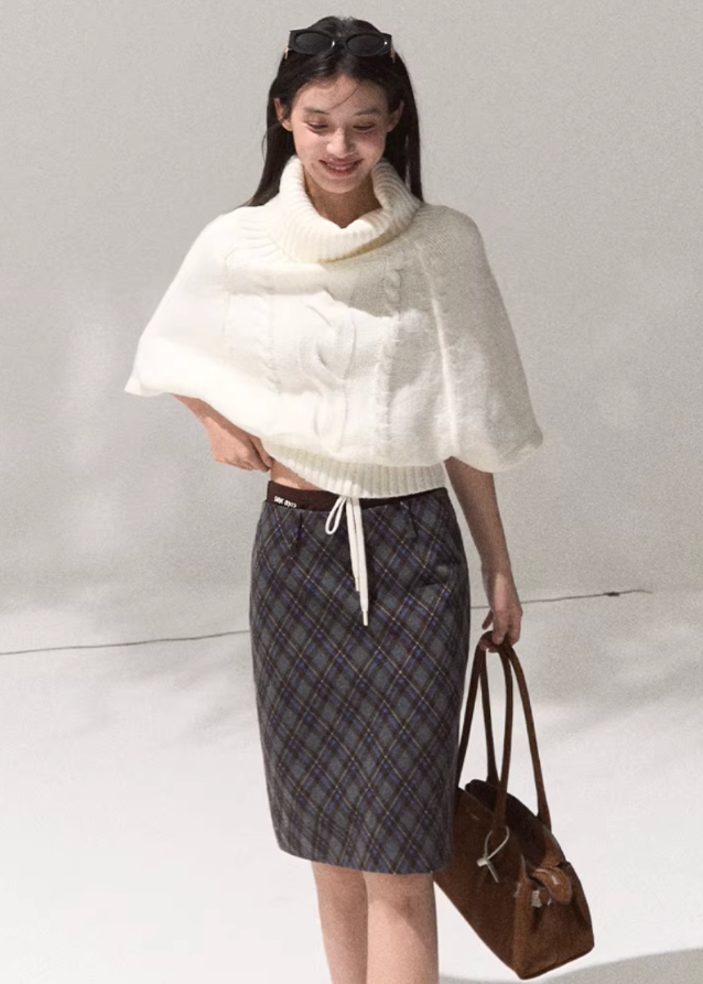 korean wool knit cape sweater, turtleneck cable knit top, vintage knit cloak korea, korean off shoulder winter sweater, wool poncho style sweater, thick knit pullover women, cozy oversized turtleneck top, korean elegant knitwear women, retro wool winter top, cable twist knit jumper, minimalist wool cape top, korean autumn winter outfit, soft knit poncho korea, korean chic vintage sweater, wool turtleneck oversized cape